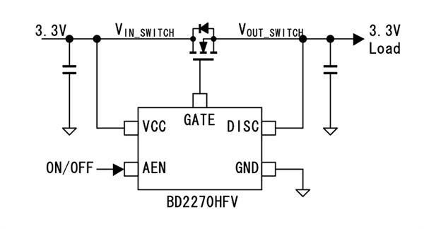 Application Circuit Diagram - ROHM Semiconductor BD2270HFV High Side N-Ch MOSFET Controller ICs